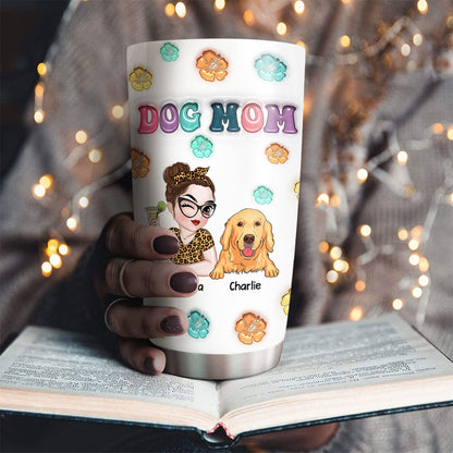 Dog Mom Summer - Personalized Custom 3D Inflated Effect Tumbler