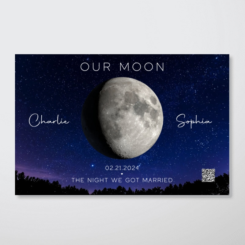 Our Moon Couple Gift Moon Phase Art Anniversary for Wife, Gift for Husband Wedding Anniversary Personalized Poster