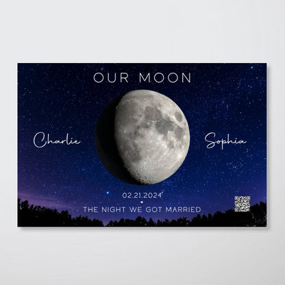 Our Moon Couple Gift Moon Phase Art Anniversary for Wife, Gift for Husband Wedding Anniversary Personalized Poster