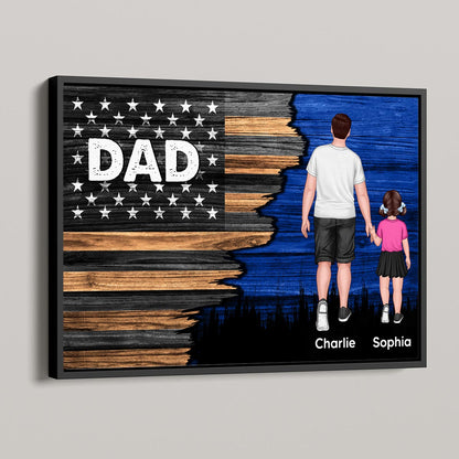 Dad Grandpa Papa Walking With Kids Half Nation Flag Personalized Horizontal Poster, Gift For Dad, For Grandpa, For Husband