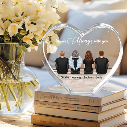 Always With You Sky Family Members, Memorial Personalized Premium Crystal Heart LED, Sympathy Gift