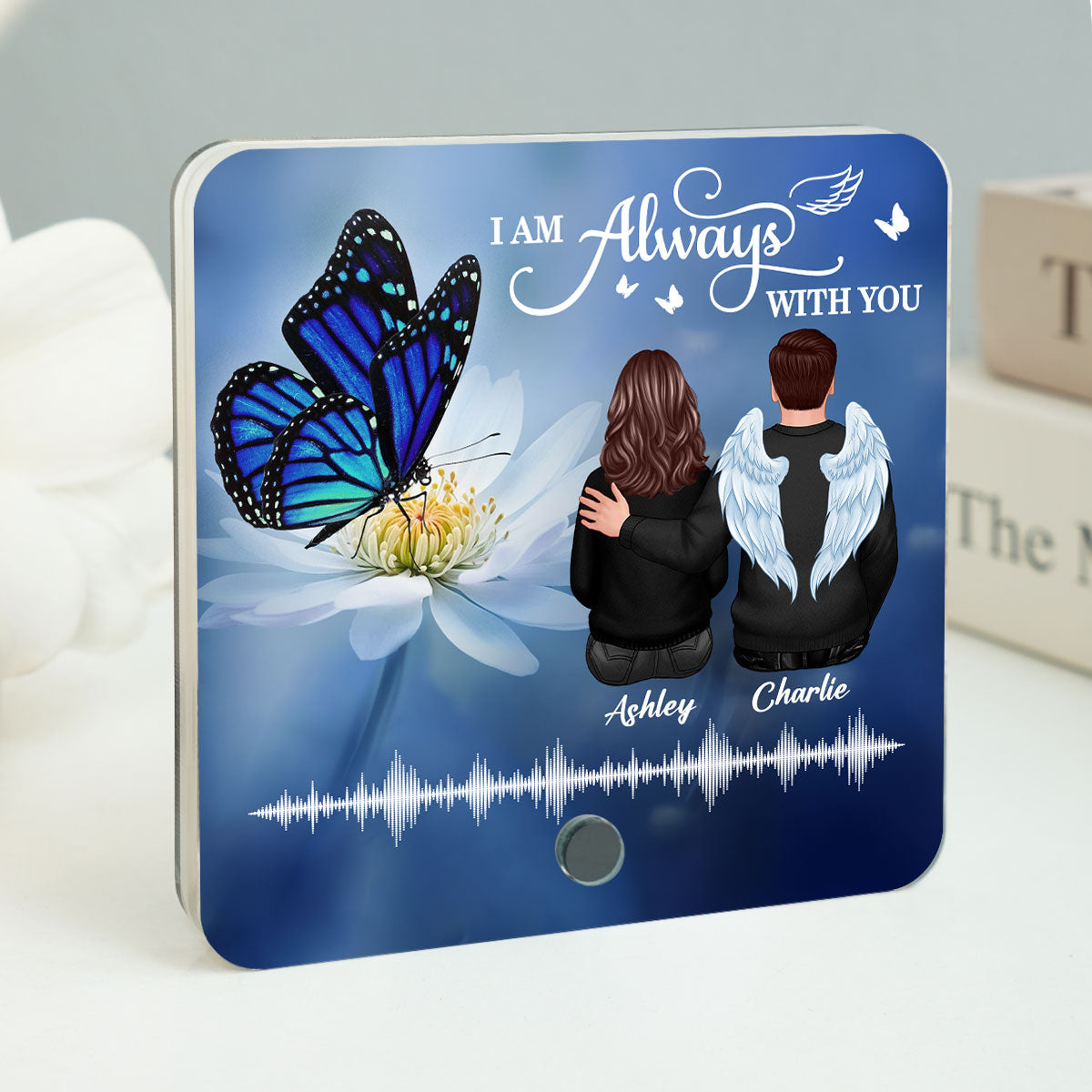 Realistic Butterfly Lost Loved One Voice Recording Memo Voicemail Memorial Keepsake Personalized Music Fridge Magnet