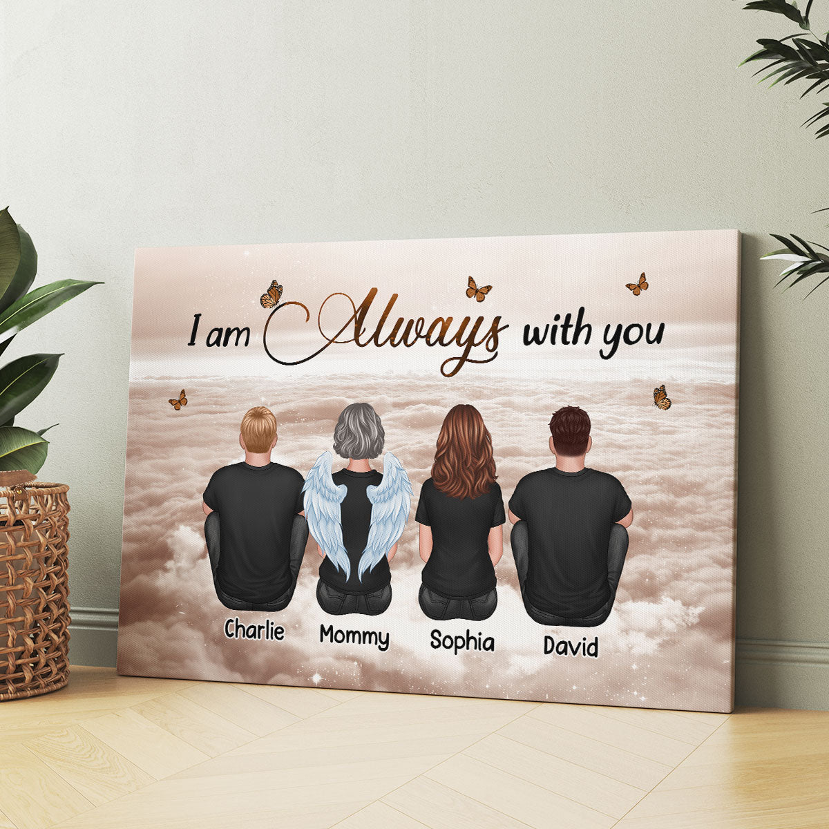 Always With You Sky Family Members, Memorial Personalized Canvas, Sympathy Gift