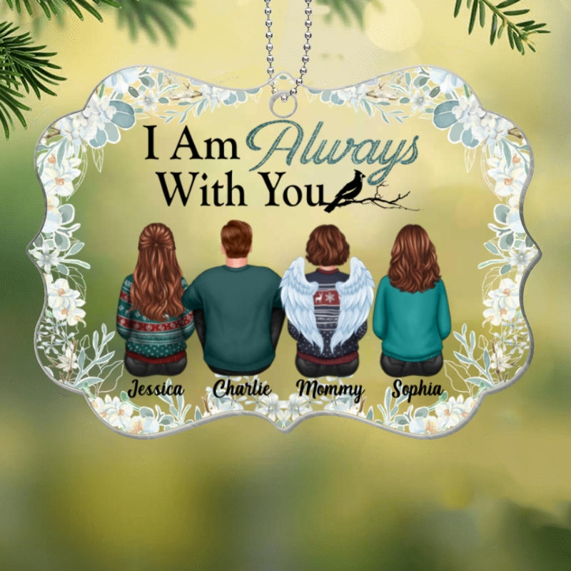 Family Memorial Green Floral Frame Personalized Acrylic Ornament