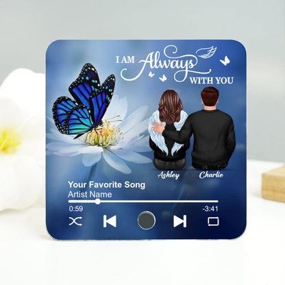 Butterfly I'm Not A Widow I'm A Wife To A Husband With Wings Memorial Personalized Music Fridge Magnet