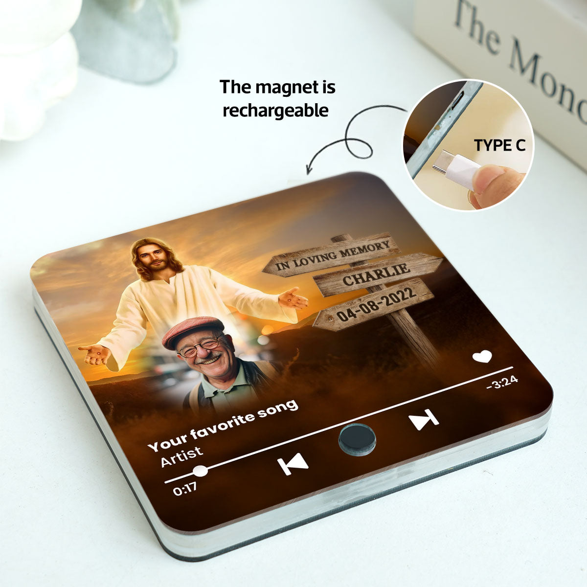 Upload Photo In Loving Memory Personalized Music Fridge Magnet, Sympathy Gift