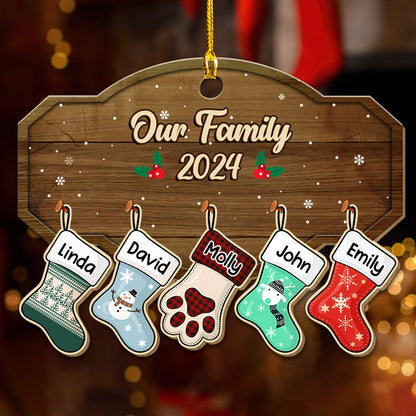 Family With Pet - Personalized Custom Wood Ornament