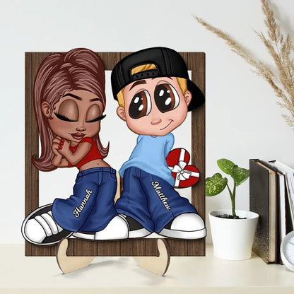 Y2K Couple Frame Personalized 2-layer Wooden Plaque, Gift For Him, Gift For Her Wooden Plaque The Next Custom Gift