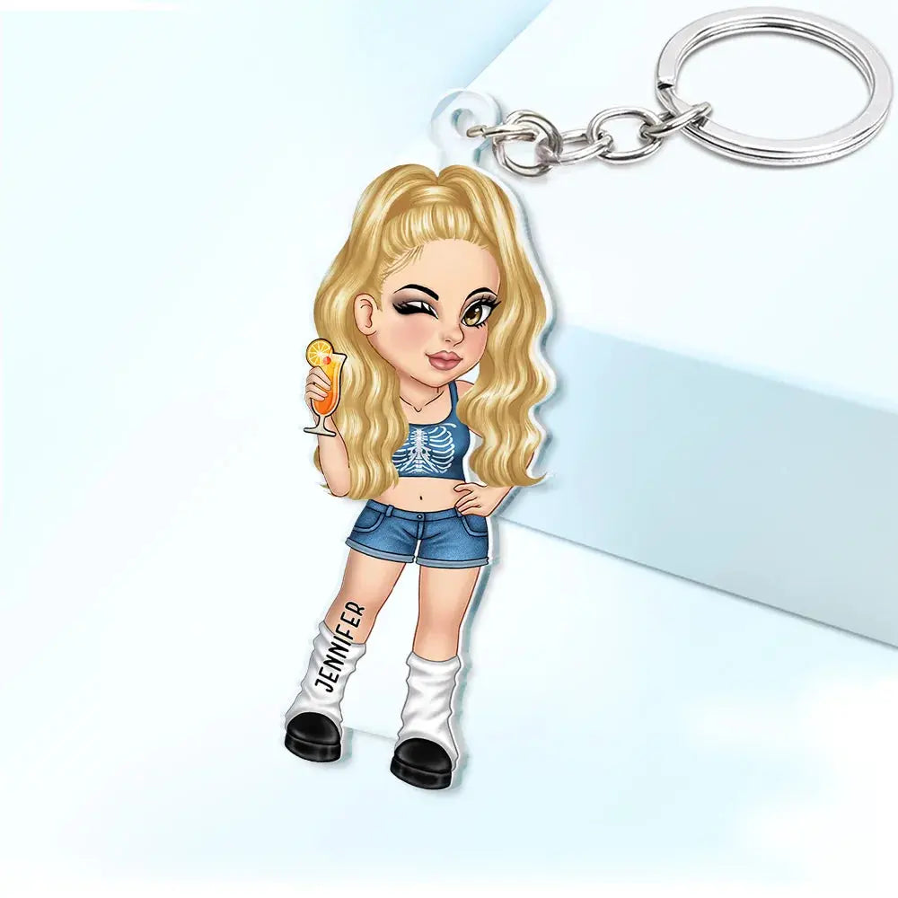 Y2K Girl Fashion - Personalized Cutout Acrylic Keychain Keychain The Next Custom Gift