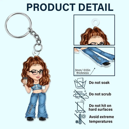 Y2K Girl Fashion - Personalized Cutout Acrylic Keychain Keychain The Next Custom Gift