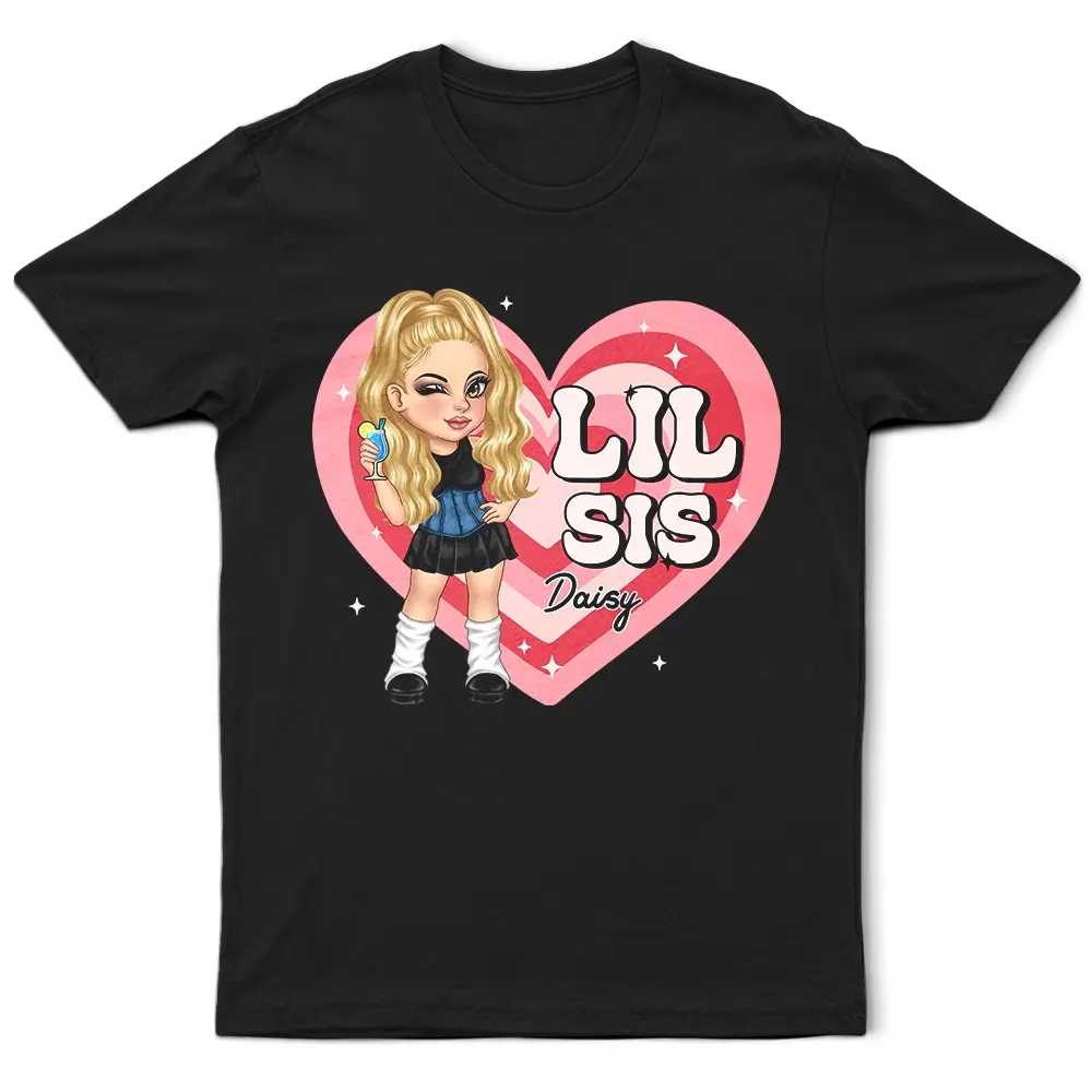 Y2K Heart Big Sis Mid Sis Lil Sis - Personalized T Shirt Shirts & Tops The Next Custom Gift