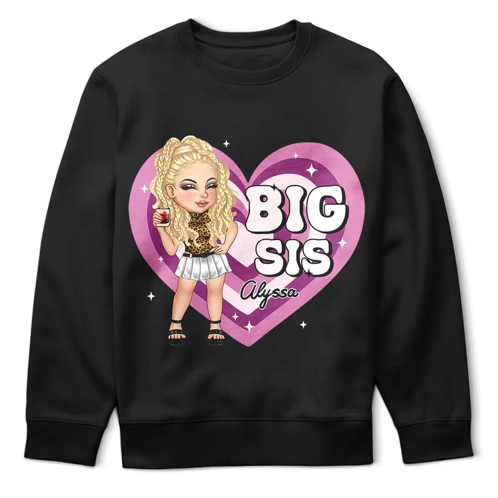 Y2K Heart Big Sis Mid Sis Lil Sis - Personalized T Shirt Shirts & Tops The Next Custom Gift