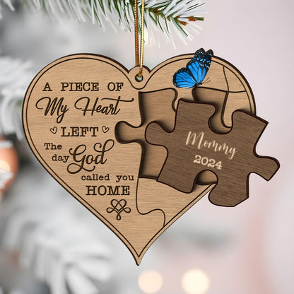 Missing Piece In My Heart Personalized 3-Layer Wooden Ornament, Sympathy Gifts
