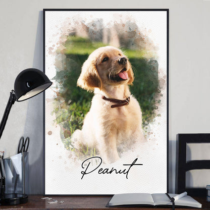 Personalized Watercolor Pet Poster From Photo, Gift For Pet Owners, New Pet Gift, Pet Memorial Gift