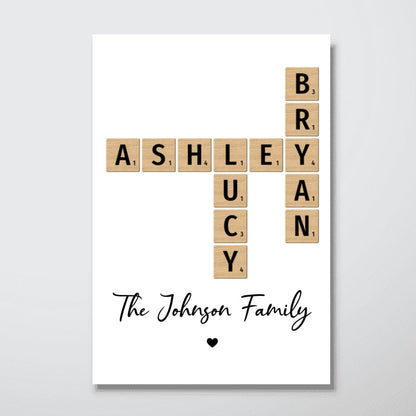 Family Crossword Art - Created In A Moment, Treasured Forever Personalized Poster