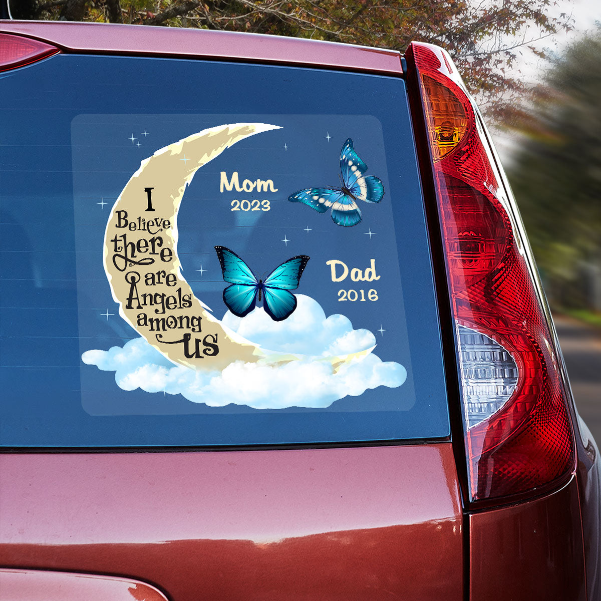 Moon And Butterflies Memorial Personalized Decal