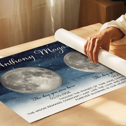 Starry Night Memorial Keepsake Lost Loved One Moon Phase Art Sympathy Gift Personalized Poster