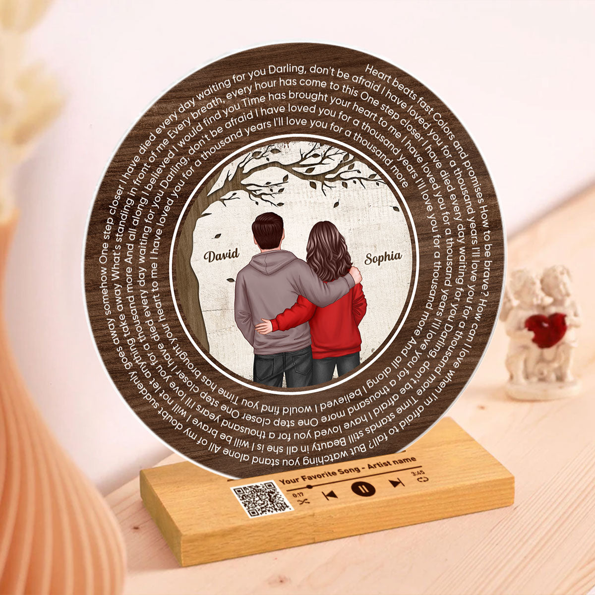 Favorite Place In The World Couple Standing Back View Personalized Vinyl Lyrics Record - Acrylic Song Plaque - Valentine's Day Gift, Anniversary Gift For Couple, For Him, For Her, Husband, Wife