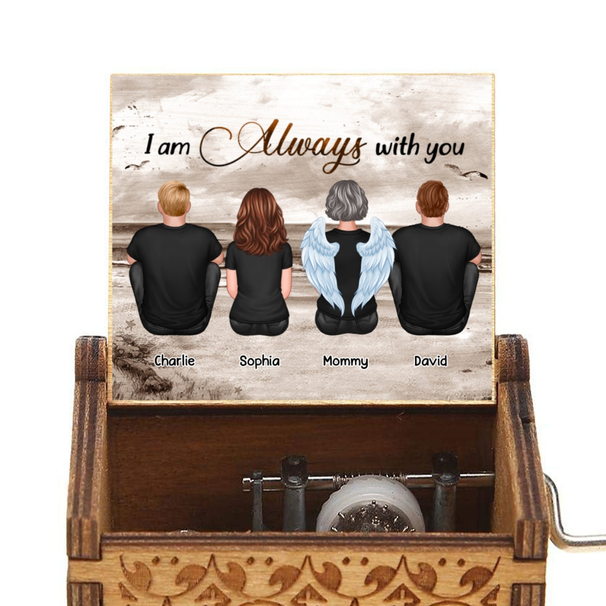 Always With You Sky Family Members, Memorial Personalized Music Box, Sympathy Gift