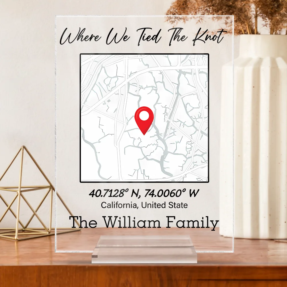 Location Map Location Coordinates Our First Home - Personalized Vertical Rectangle Acrylic Plaque