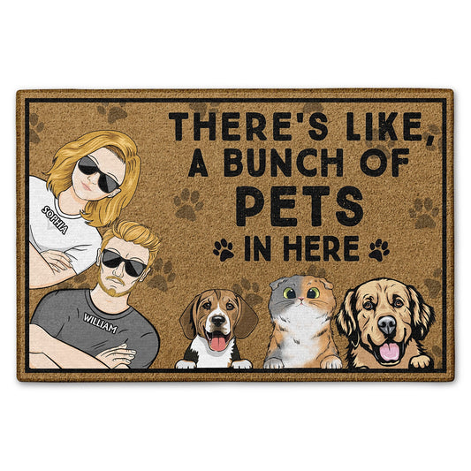 There's Like A Bunch Of Dogs In Here Couples - Gift For Dog Lovers & Cat Lovers - Personalized Custom Doormat