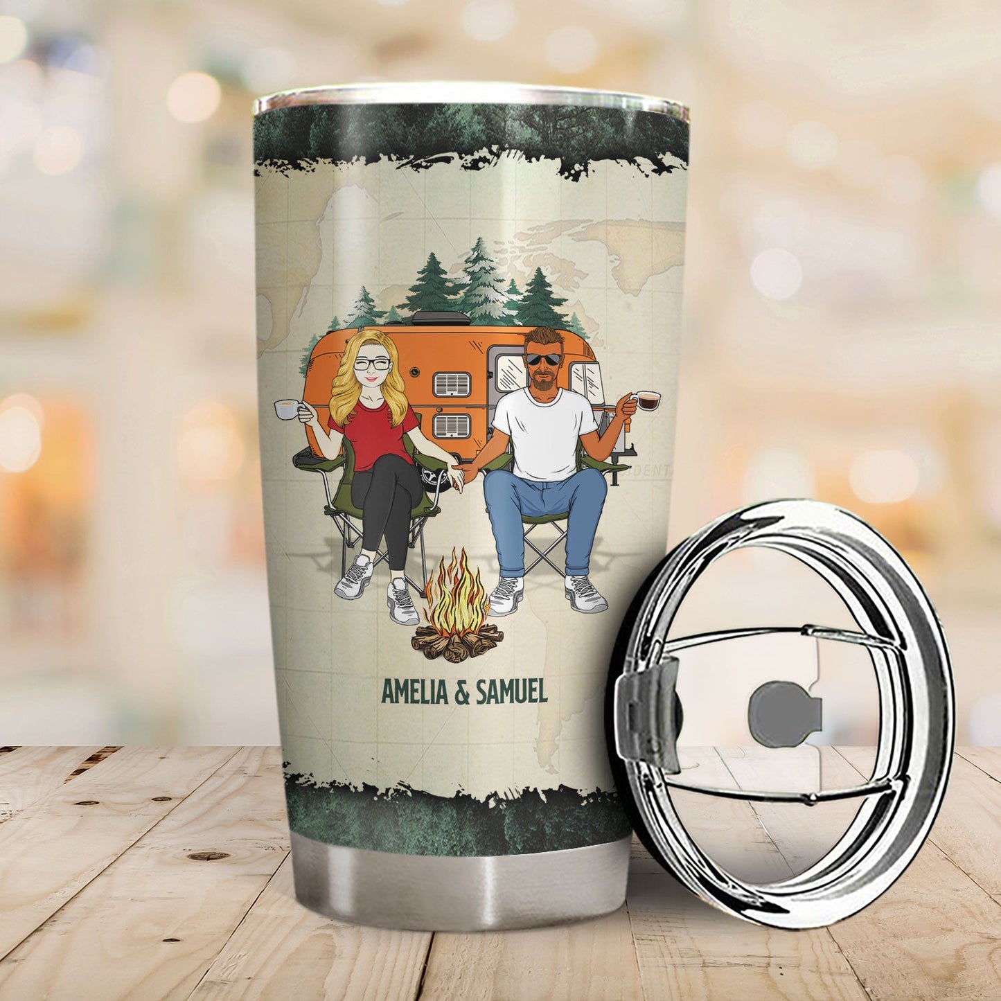 Let's Sit By The Campfire And Watch People Park Their Campers - Gift For Camping Lovers, Campsite, Couple, Family - Personalized Custom Tumbler