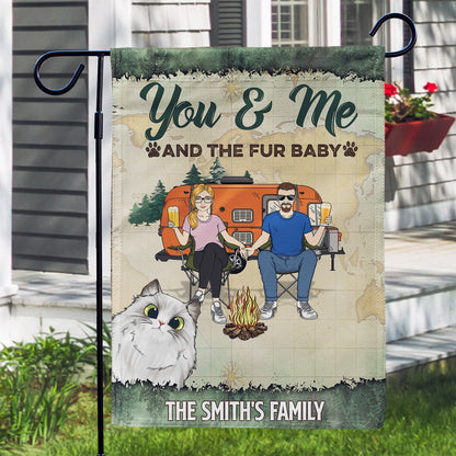 You & Me And The Dogs Cats - Gift For Pet, Camping Lovers, Campsite, Camping Decor, Couple, Family - Personalized Custom Flag