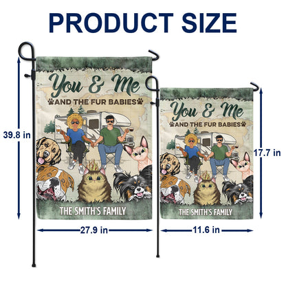 You & Me And The Dogs Cats - Gift For Pet, Camping Lovers, Campsite, Camping Decor, Couple, Family - Personalized Custom Flag