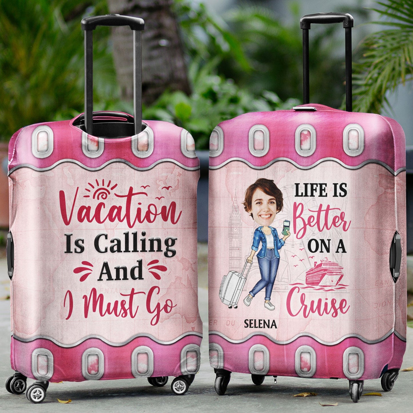 Custom Photo Just A Girl Boy Who Loves Traveling Cruising - Gift For Yourself, Travel Lovers - Personalized Custom Luggage Cover