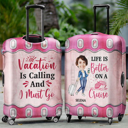 Custom Photo Just A Girl Boy Who Loves Traveling Cruising - Gift For Yourself, Travel Lovers - Personalized Custom Luggage Cover