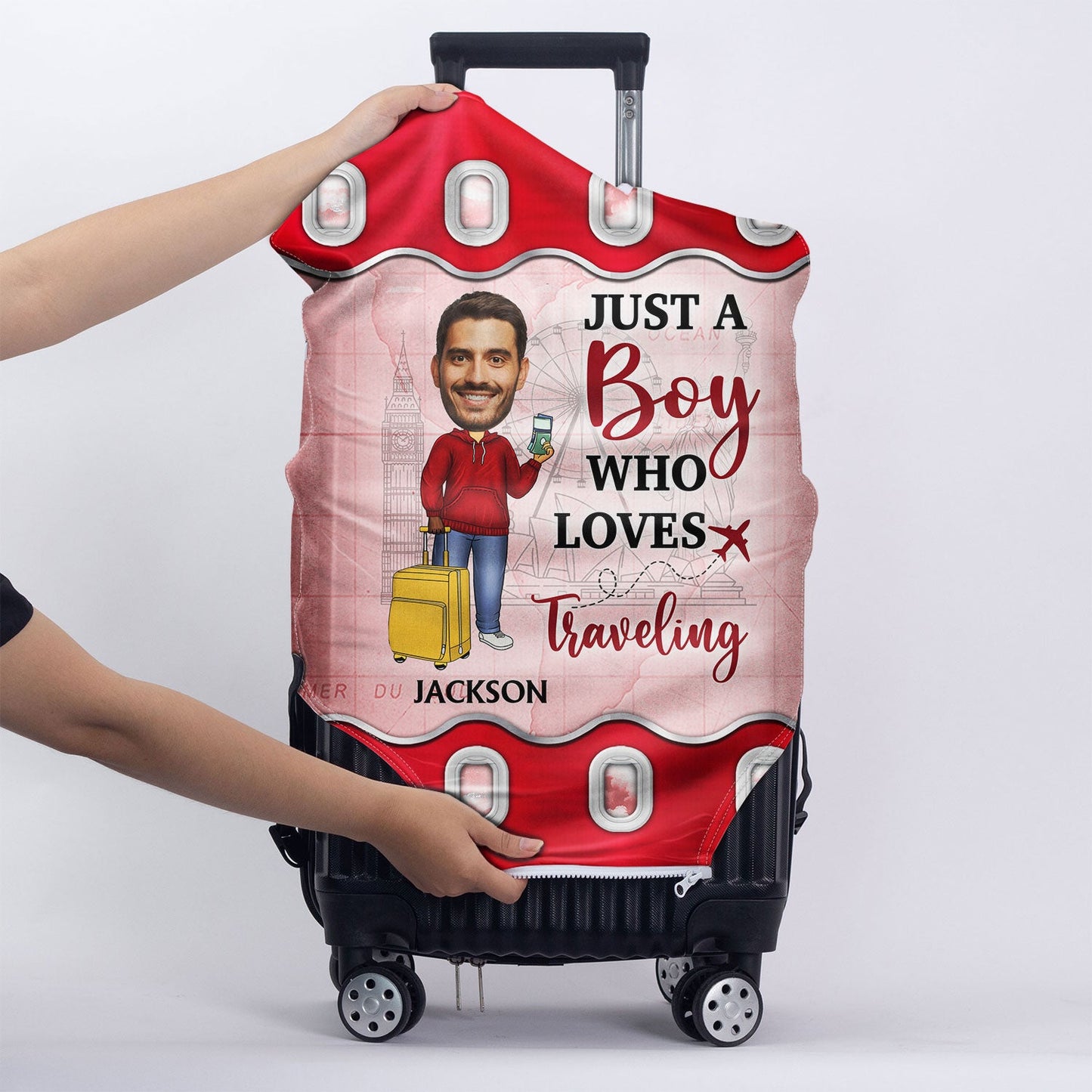 Custom Photo Just A Girl Boy Who Loves Traveling Cruising - Gift For Yourself, Travel Lovers - Personalized Custom Luggage Cover