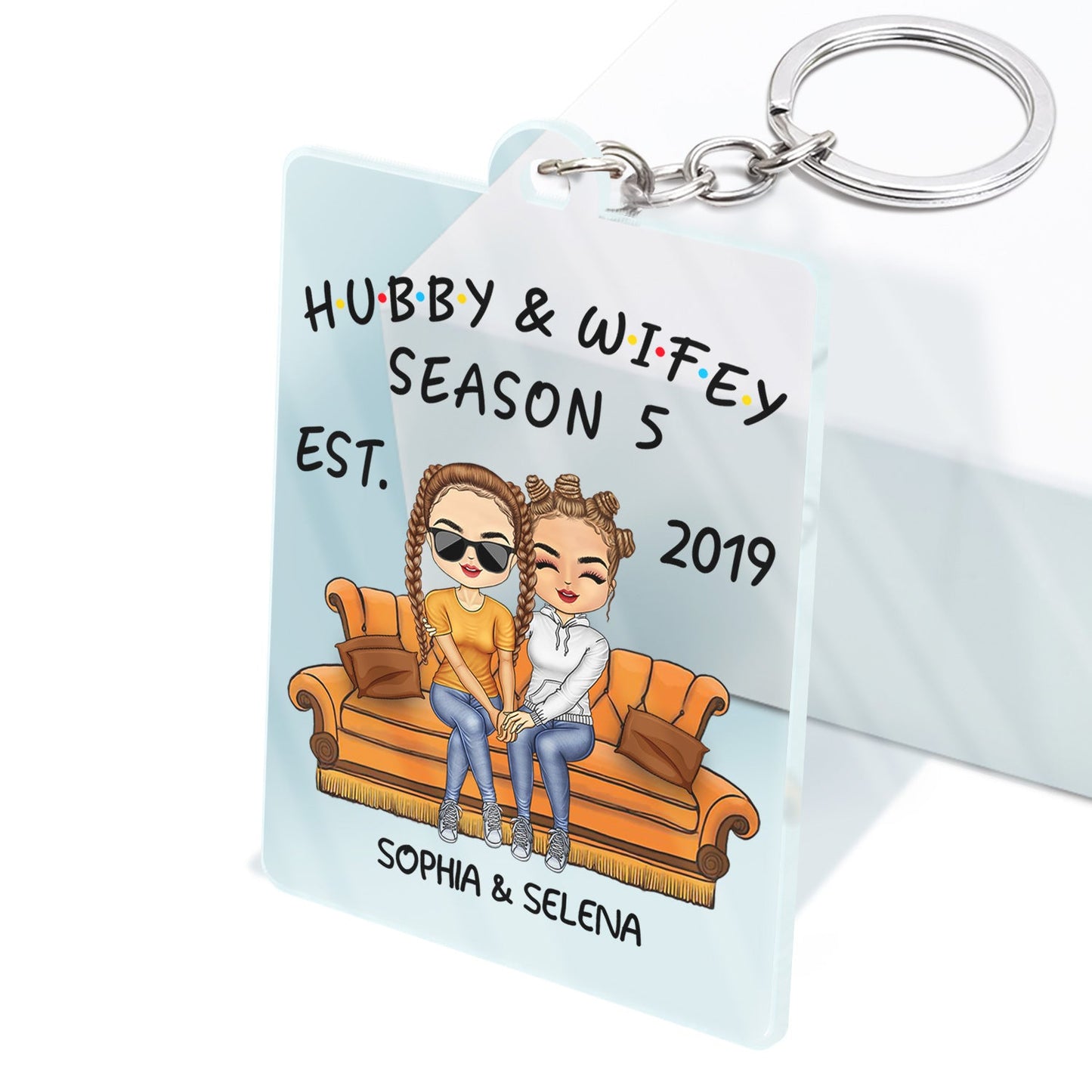 Hubby And Wifey Seasons - Birthday, Anniversary Gift For Spouse, Lover, Husband, Wife, Boyfriend, Girlfriend, Couple - Personalized Custom Acrylic Keychain