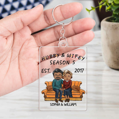 Hubby And Wifey Seasons - Birthday, Anniversary Gift For Spouse, Lover, Husband, Wife, Boyfriend, Girlfriend, Couple - Personalized Custom Acrylic Keychain