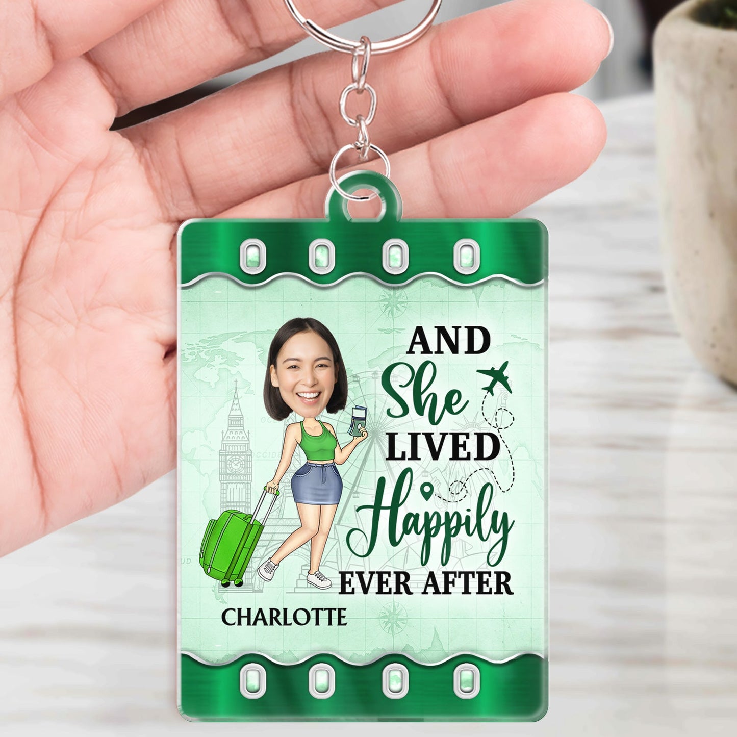 Custom Photo Just A Girl Boy Who Loves Traveling Cruising - Birthday Gift For Travel Lovers - Personalized Custom Acrylic Keychain