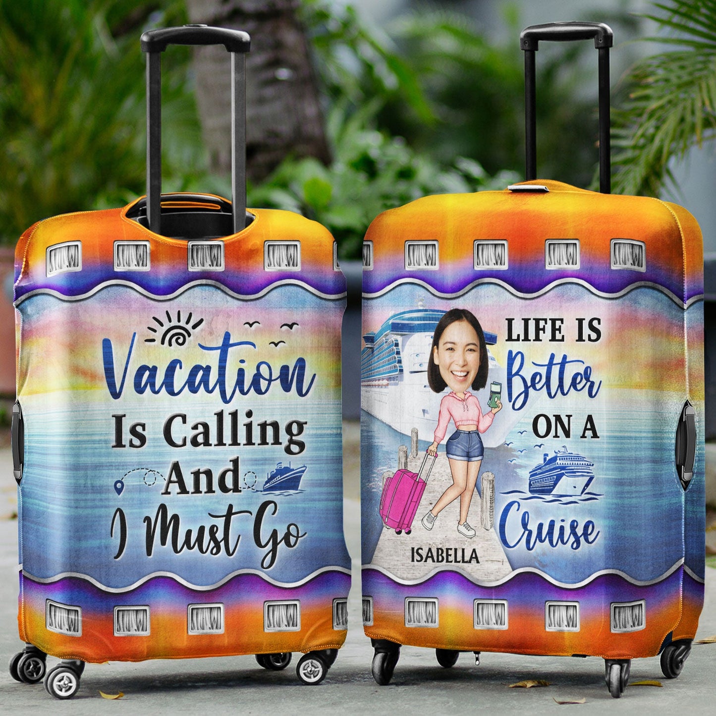 Custom Photo Just A Girl Boy Who Loves Cruising - Gift For Traveling Lovers - Personalized Custom Luggage Cover