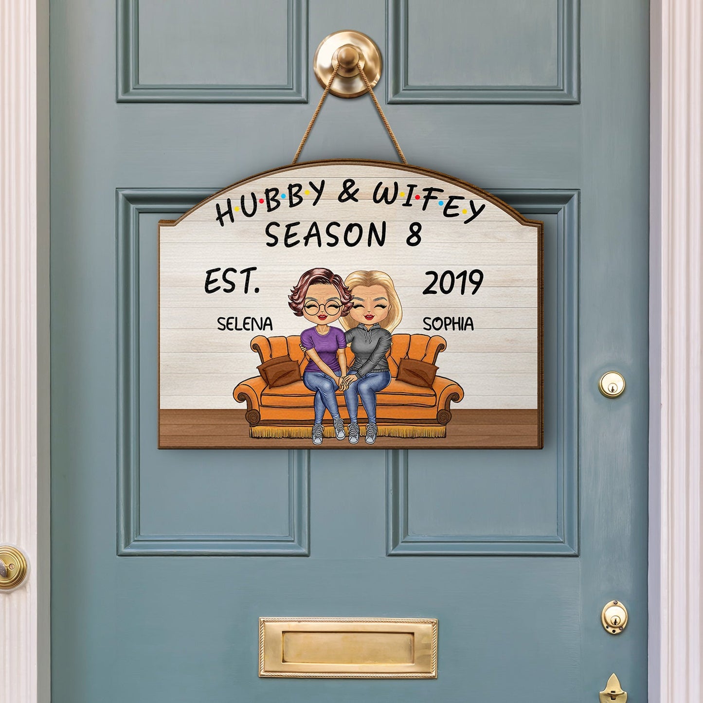 Hubby And Wifey Seasons - Birthday, Anniversary Decor Gift For Spouse, Lover, Husband, Wife, Boyfriend, Girlfriend, Couple - Personalized Custom Shaped Wood Sign