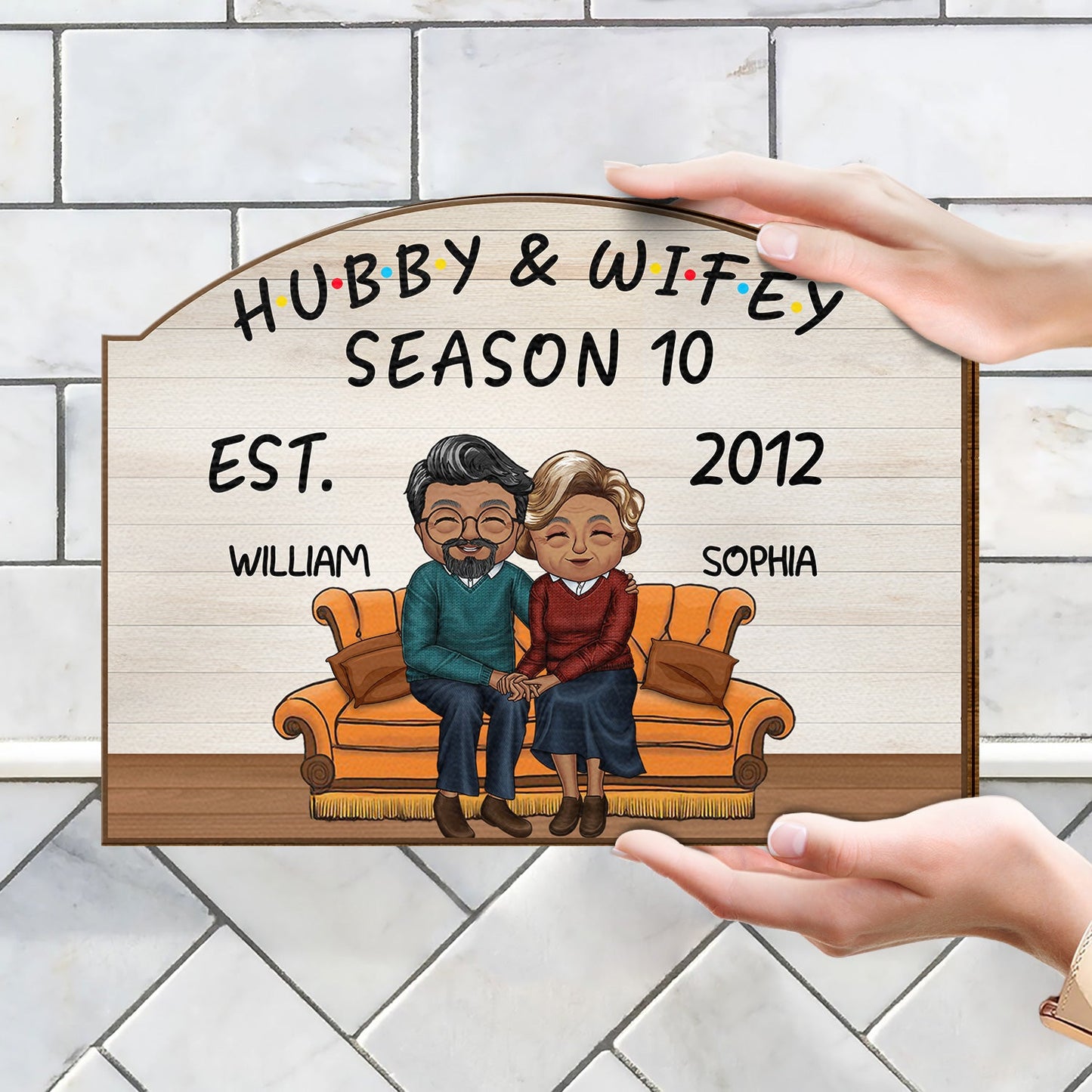 Hubby And Wifey Seasons - Birthday, Anniversary Decor Gift For Spouse, Lover, Husband, Wife, Boyfriend, Girlfriend, Couple - Personalized Custom Shaped Wood Sign