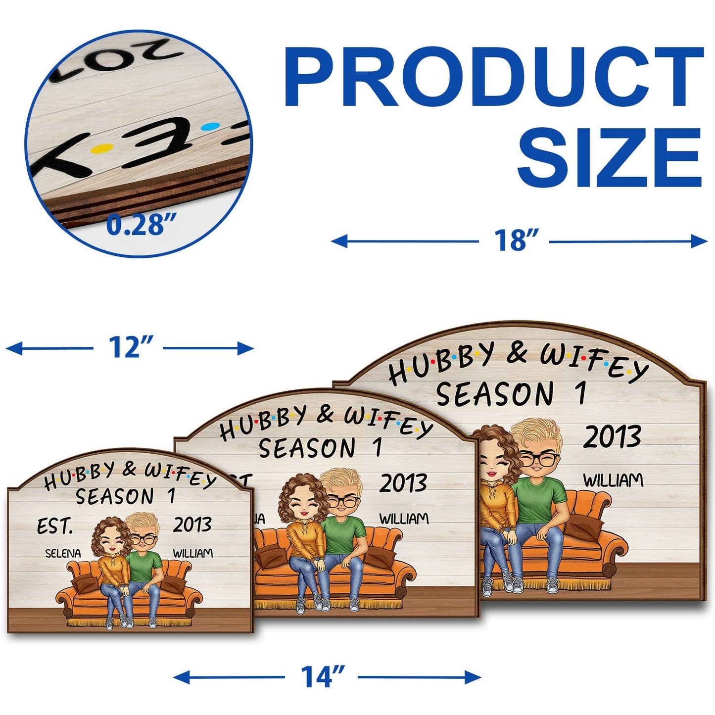 Hubby And Wifey Seasons - Birthday, Anniversary Decor Gift For Spouse, Lover, Husband, Wife, Boyfriend, Girlfriend, Couple - Personalized Custom Shaped Wood Sign