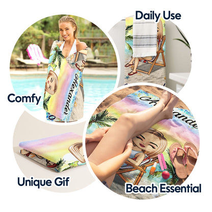 Vacation Beach Swimming Picnic Traveling - Birthday, Holiday, Funny Gift For Her, Him, Besties, Family - Personalized Custom Beach Towel