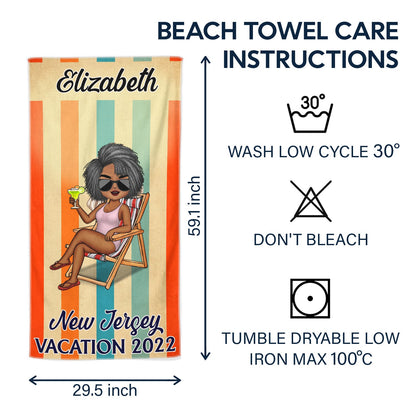 Vacation Beach Swimming Picnic Traveling - Birthday, Holiday, Funny Gift For Her, Him, Besties, Family - Personalized Custom Beach Towel