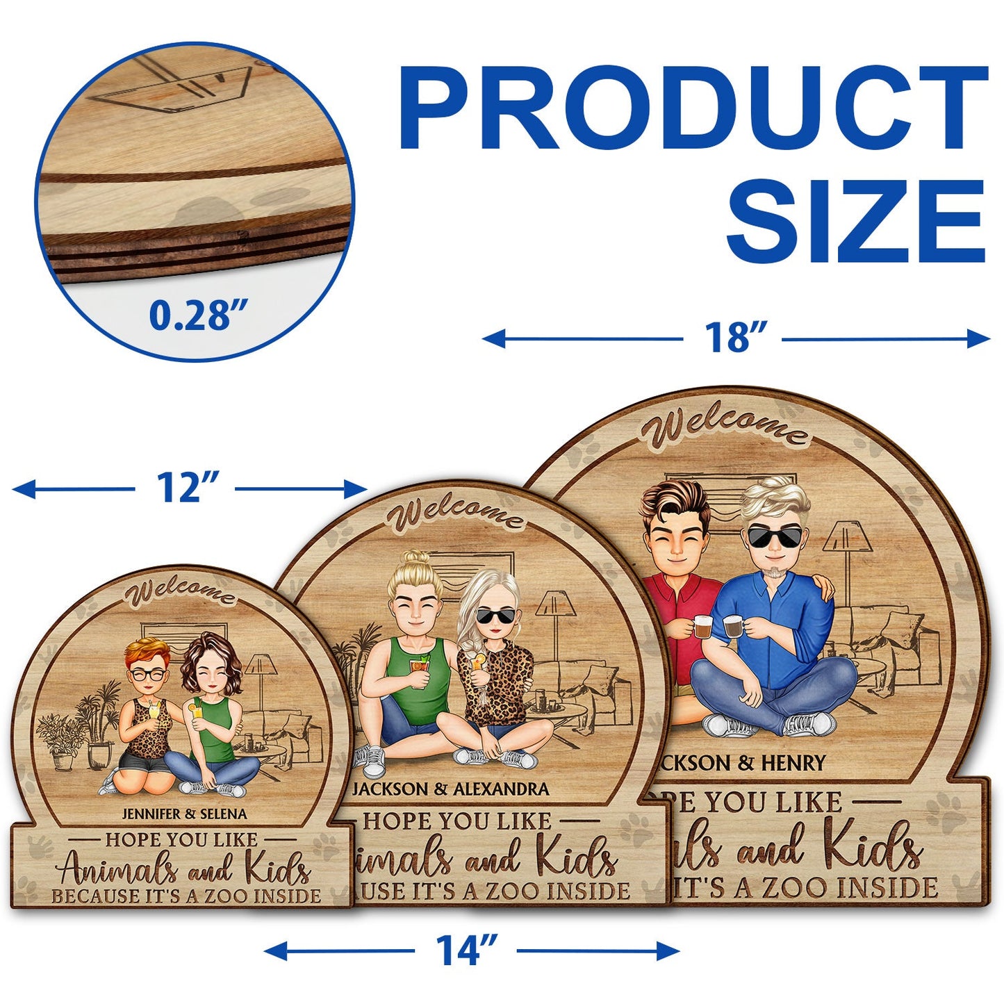 Family Hope You Like Animals And Kids - Anniversary, Birthday, Home Decor Gift For Husband, Wife, Boyfriend, Girlfriend, Couple - Personalized Custom Shaped Wood Sign