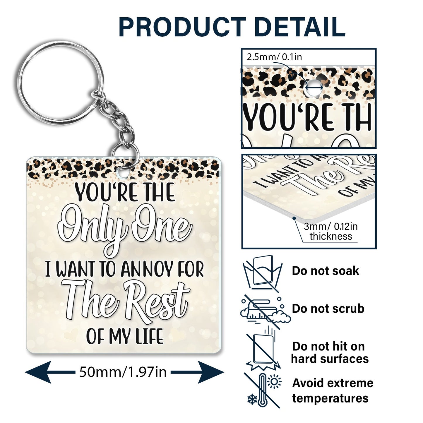 You're The Only One - Anniversary, Birthday Gift For Spouse, Husband, Wife, Boyfriend, Girlfriend, Coupler - Personalized Custom Acrylic Keychain