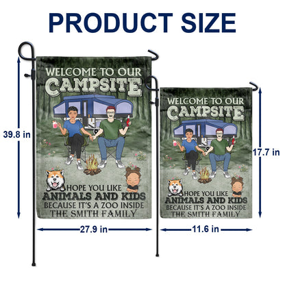 Campsite Hope You Like Animals And Kids - Gift For Camping Lovers, Couple, Parents, Pet Lovers - Personalized Custom Flag