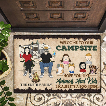Campsite Hope You Like Animals And Kids - Gift For Camping Lovers, Couple, Parents, Pet Lovers - Personalized Custom Doormat
