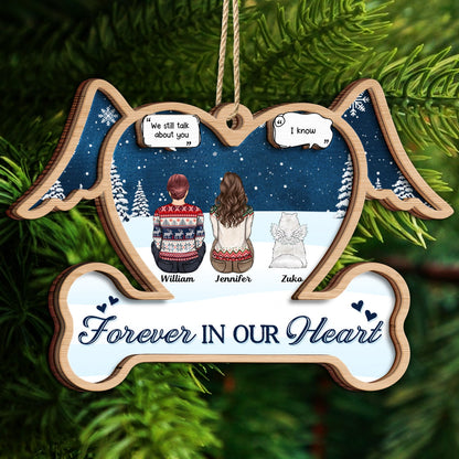 Forever In My Heart - Christmas Memorial Gift For Dog Mom, Dog Dad - Personalized 2-Layered Wooden Ornament