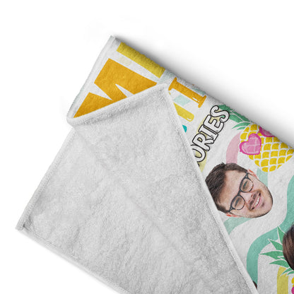 Custom Photo Family Memories Vacation Traveling Beach Picnic Vacation - Birthday, Funny Gift Couples, Parents, Family, Kids - Personalized Beach Towel