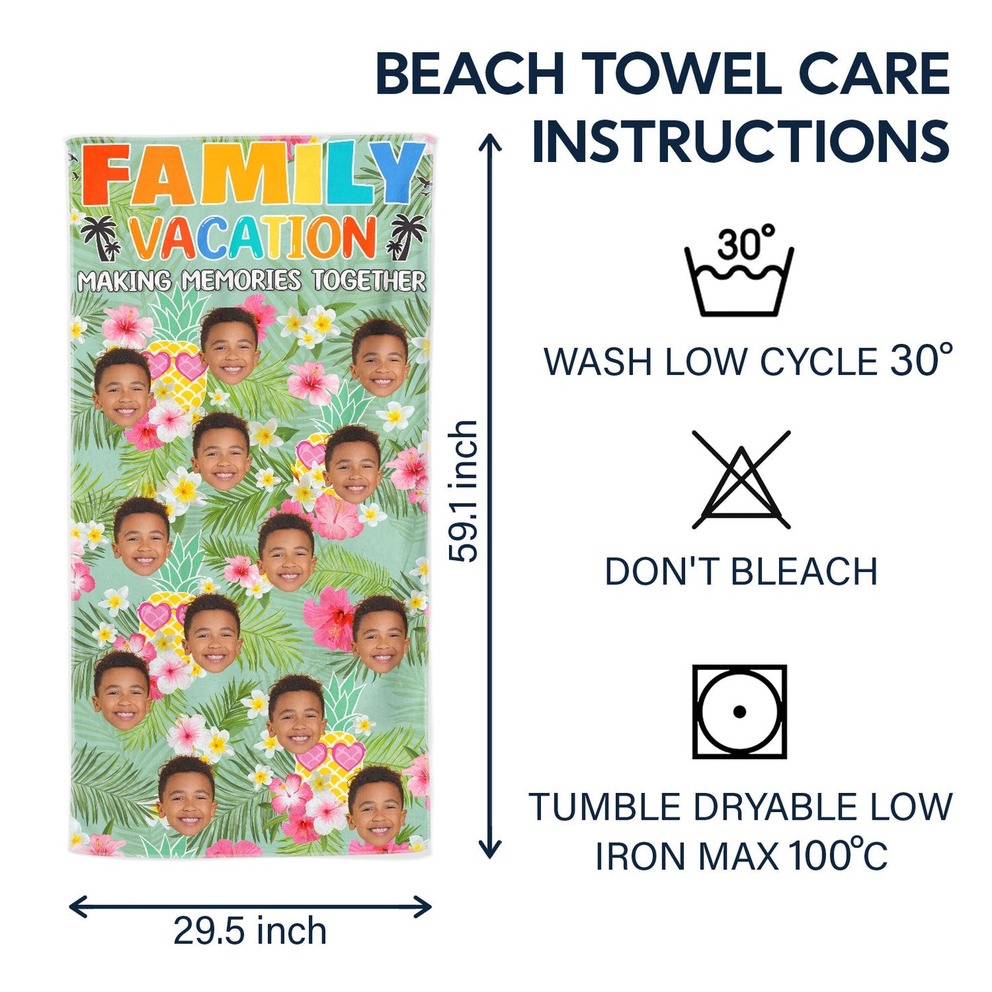 Custom Photo Family Memories Vacation Traveling Beach Picnic Vacation - Birthday, Funny Gift Couples, Parents, Family, Kids - Personalized Beach Towel