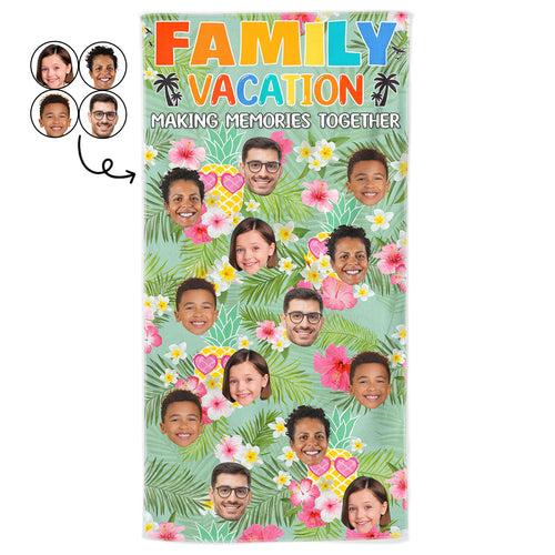 Custom Photo Family Memories Vacation Traveling Beach Picnic Vacation - Birthday, Funny Gift Couples, Parents, Family, Kids - Personalized Beach Towel