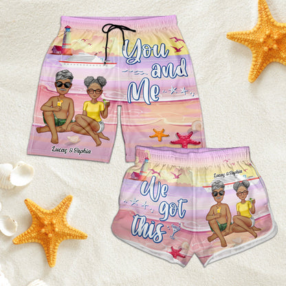 You And Me Together For Shore - Gift For Couples, Spouse, Lover, Husband, Wife, Boyfriend, Girlfriend - Personalized Couple Beach Shorts