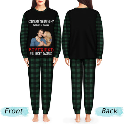 Custom Photo Congrats On Being My Husband - Gift For Couples, Family - Personalized Unisex Pajamas Set